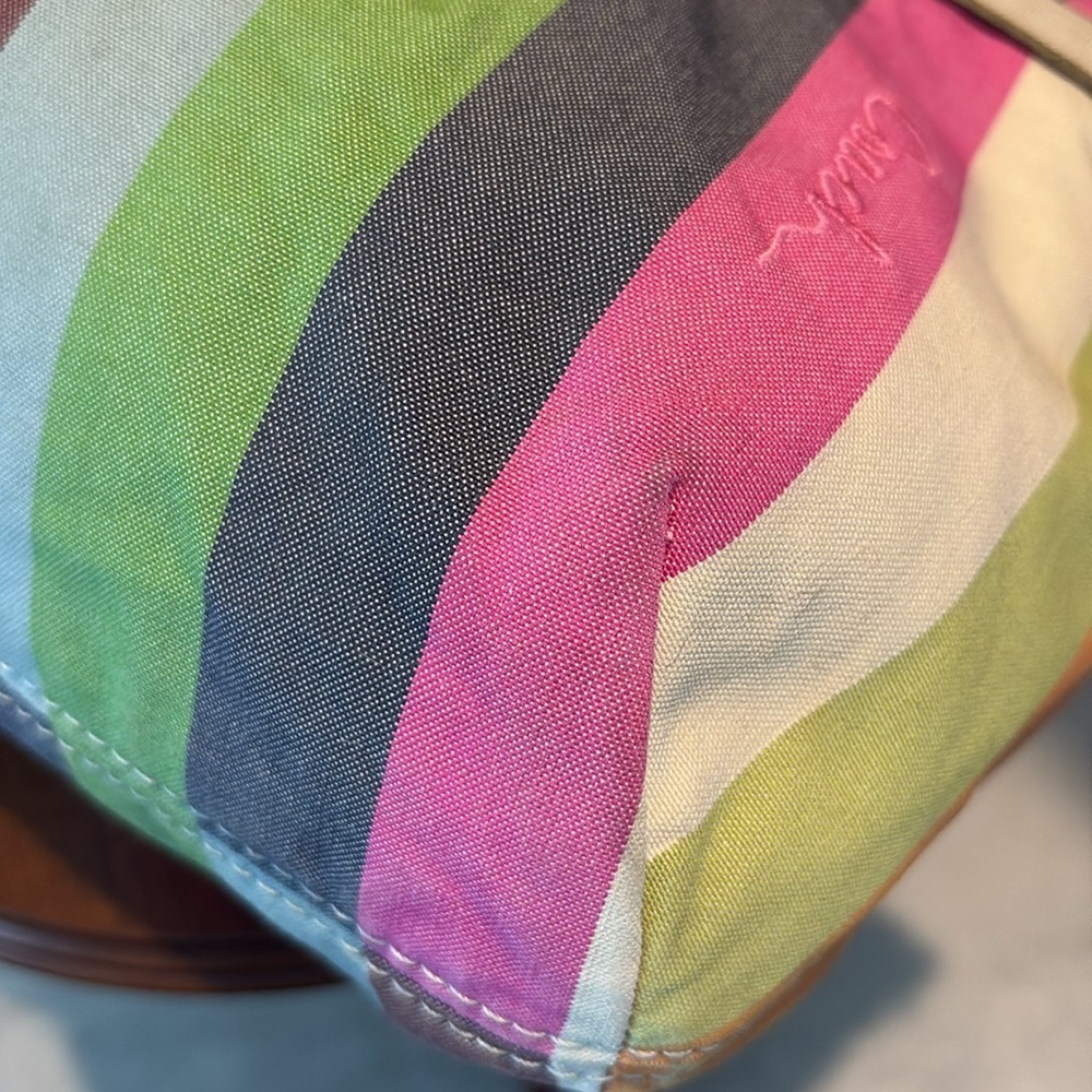 Coach  19026 poppy striped bag tote Crossbody/rhinestone chain add  gold leather - Picture 14 of 17